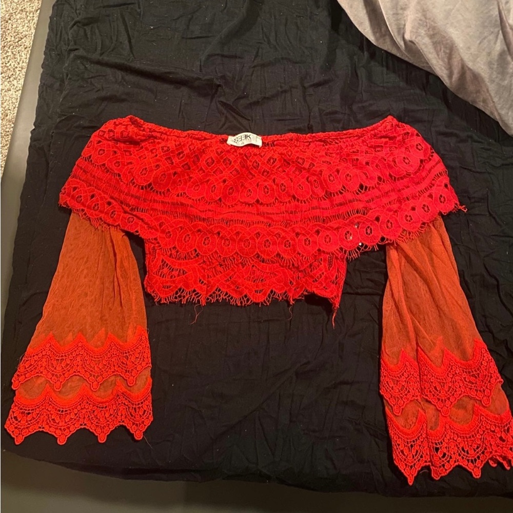 Cropped off the shoulder top